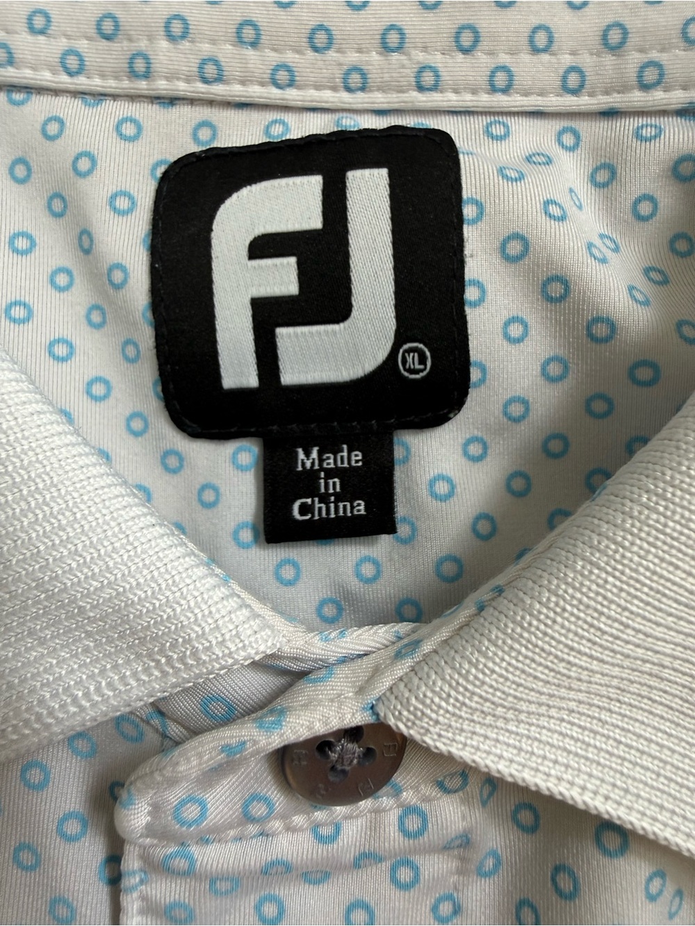 FootJoy White Polo with Light Blue Dot Pattern - Picture 12 of 15